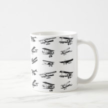 Old aeroplanes in black and white, vintage aircraf mug