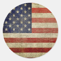 Old American Flag Round Sticker