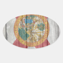 Old antique faded wood Florida Flag Oval Sticker