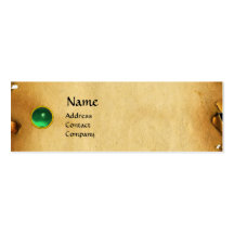 OLD BROWN PARCHMENT, GEM STONE, MONOGRAM green Business Card