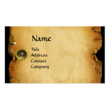 OLD BROWN PARCHMENT, GEM STONE, MONOGRAM grey Business Cards