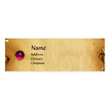 OLD BROWN PARCHMENT, GEM STONE, MONOGRAM pink Business Card Templates