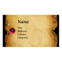OLD BROWN PARCHMENT, GEM STONE, MONOGRAM pink Business Cards