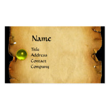 OLD BROWN PARCHMENT, GEM STONE, MONOGRAM Yellow Business Card