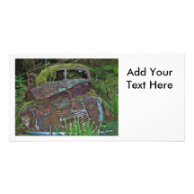 Old Car Wreck in the Forest Photo Photo Greeting Card