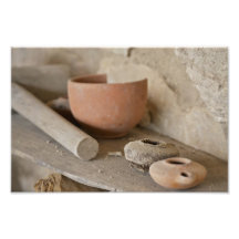 Old Carpenter's Shelf with Tools and Pottery Photographic Print