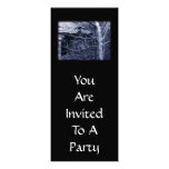 Old cottage. Blue and white on Black. Personalized Invitation