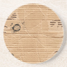 Old Damaged Brown Cardboard With Stamps And Stains Beverage Coasters