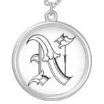 Old English Initial N Necklace