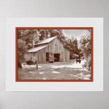 Old Fashioned Barn Print in Sepia