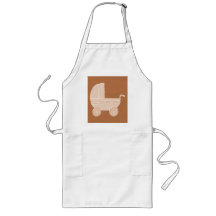 Old Fashioned Beige Baby Stroller on Brown. Aprons