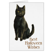 Old Fashioned Halloween Black Cat Greeting Cards