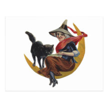 Old Fashioned Halloween Witch Post Card