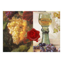 OLD GRAPE VINEYARD WINE TASTING PARTY RED WAX SEAL PERSONALISED INVITATIONS
