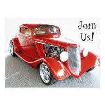 Old Guy Birthday Party - Classic Car Custom Announcement
