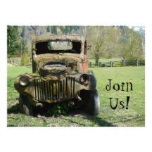 Old Guy Birthday Party - Old Rusty Truck Invite