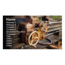 Old lathe machine business card template