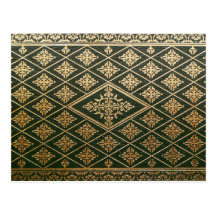 Old Leather Book Cover Green and Gold Postcards