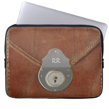 Old Leather Document Case With Lock Effect Sleeve Laptop Sleeve