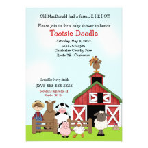 Old MacDonald EIEIO Farm Barnyard Baby Shower Personalised Announcements