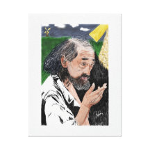 Old Man and Windmills Wrapped Canvas Stretched Canvas Prints