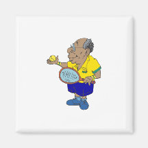 Old Man Tennis Fridge Magnet