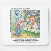 Old Man & The Pharmacy Funny Offbeat Cartoon Gifts Mouse Pad
