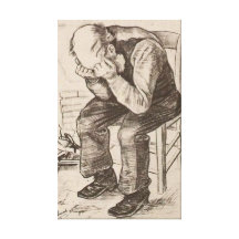 Old Man with his Head in his Hands Gallery Wrapped Canvas