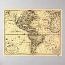 Old Map of Western Hemisphere. French 1780 Poster