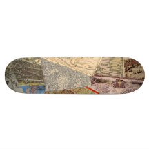 Old Maps Collage Skate Board Decks