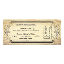 Old Paper Ticket Flourish Typography Wedding Invite