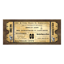 Old Paper Ticket Vintage Modern Typography Wedding Invites