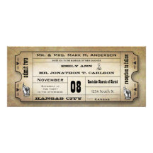 Old Paper Vintage Modern Typography Ticket Wedding Invite