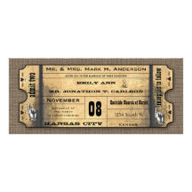 Old Paper Vintage Modern Typography Ticket Wedding Invite