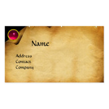 OLD PARCHMENT, GEM STONE, MONOGRAM pink Business Card Templates