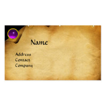 OLD PARCHMENT, GEM STONE, MONOGRAM purple Business Cards