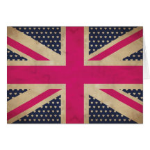 Old Pink Union Jack Flag Card