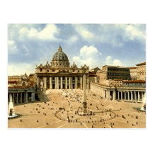 Old Postcard, Rome, St Peter's and the Vatican