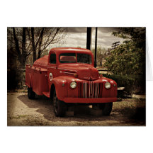 Old Red Fire Truck Cards