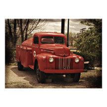 Old Red Fire Truck invitation