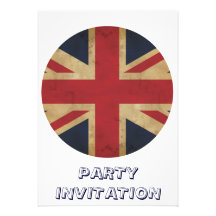 Old Round Union Jack Flag Invitation
