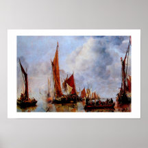 OLD SAILING BOATS AT SEA PRINT