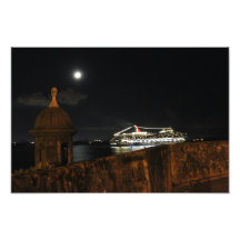 Old San Juan Puerto Rico Night Photo Print