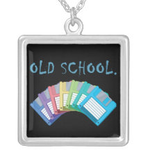 old school floppy discs necklace