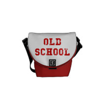 Old School Red Stencil Vintage Retro 80s Courier Bag