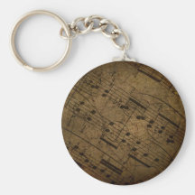 Old sheet musical score, grunge music notes keychains