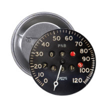 old speedometer gauge from a vintage race car pinback buttons