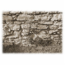 Old Stone Garden Wall. Sepia Colour. Cut Out