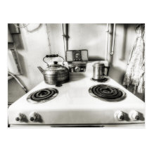 Old Stove with Tea Kettle Postcard