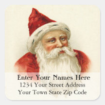 Old Time Santa Vintage Address Label Square Sticker